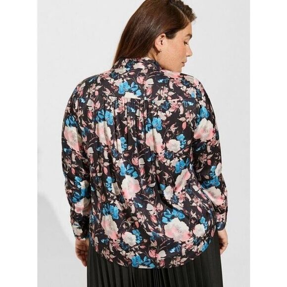 Torrid Madison Satin Button-Up Long Sleeve Shirt Multi Size 1X - Picture 5 of 9